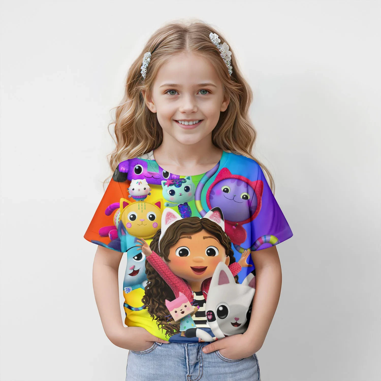 New Kids Cartoon  Gabbys Dollhouse Tops Tees 3D Print  T-shirt Children Casual Short Sleeve Clothing  Girls Sports Streetwear 2