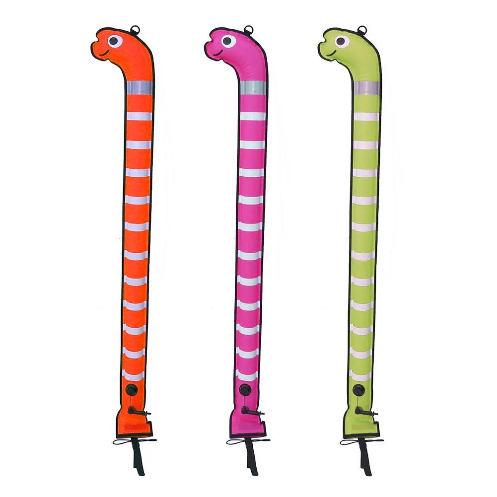 Nylon Scuba Diving SMB Marker Buoy 180x15cm Diver Below Signal in Eye Catching Sea Eel Shape with Reflective Strips