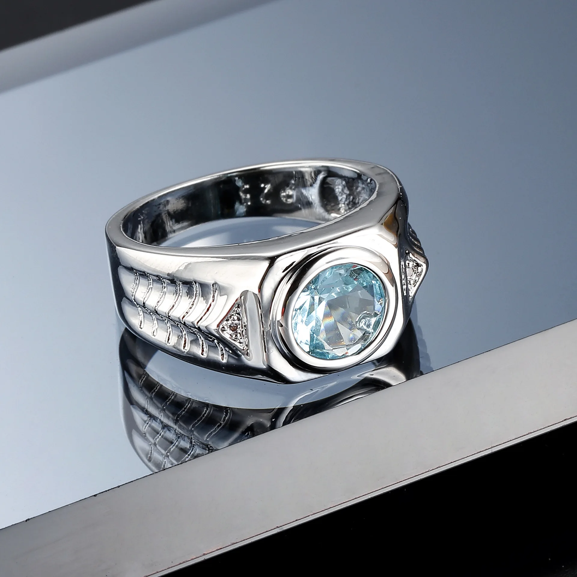 silver rings silver ring wedding rings gemstone ring men aquamarine gemstones blue zircon rings vintage wedding jewelry gifts