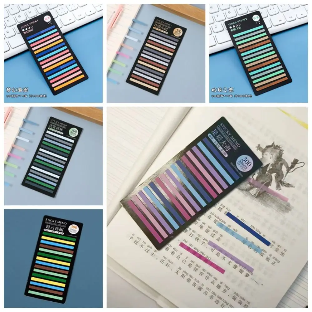 

PET Rainbow Index Memo Pad Bookmark 300 Sheets Stationery Sticky Notepads Kawaii Label Bookmark Kids