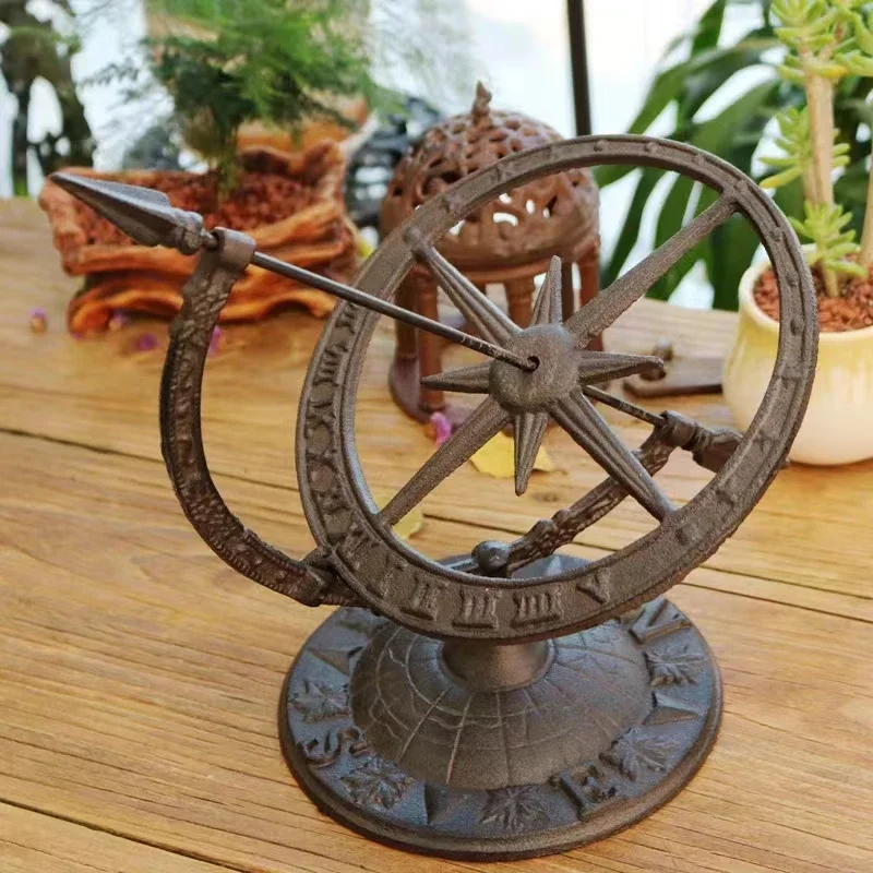 hand made antique cast iron sundial for home garden decoration vintage sundial