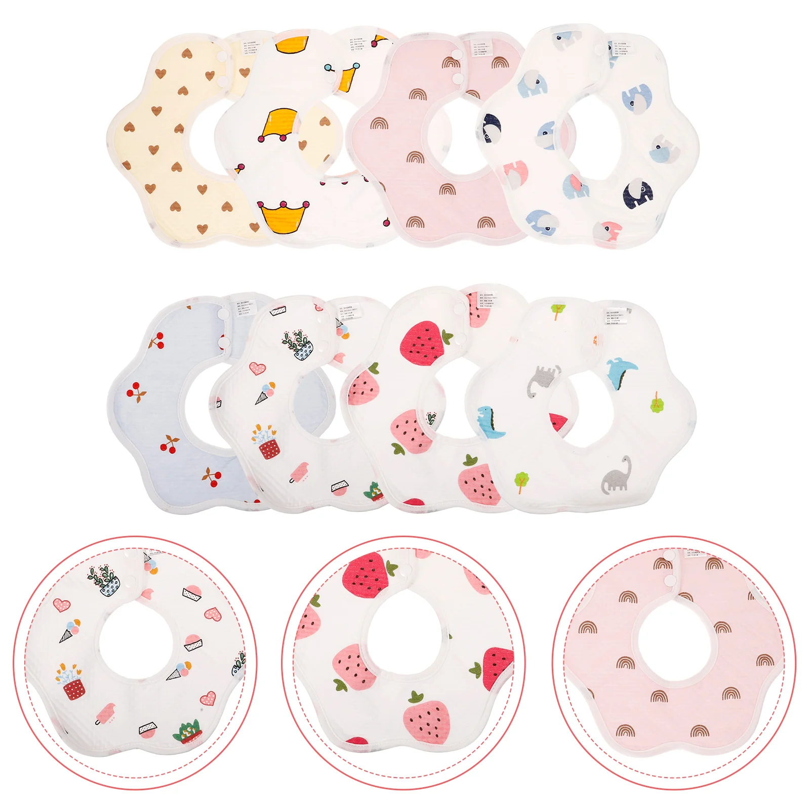 8pcs Baby Drooling Bibs Infant Teething Bibs Baby Bibs Cotton Toddler Bibs for Feeding