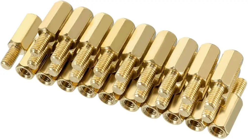 

Keszoox 30pcs M3 10+6mm Female Male Thread Brass Hex Standoff Spacer Screws PCB Pillar