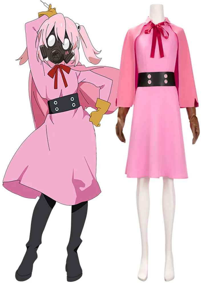 

Mahou Shoujo Magical Destroyers Pink Cosplay Costume Female Dress with Shawl Dress Halloween Carnival Party
