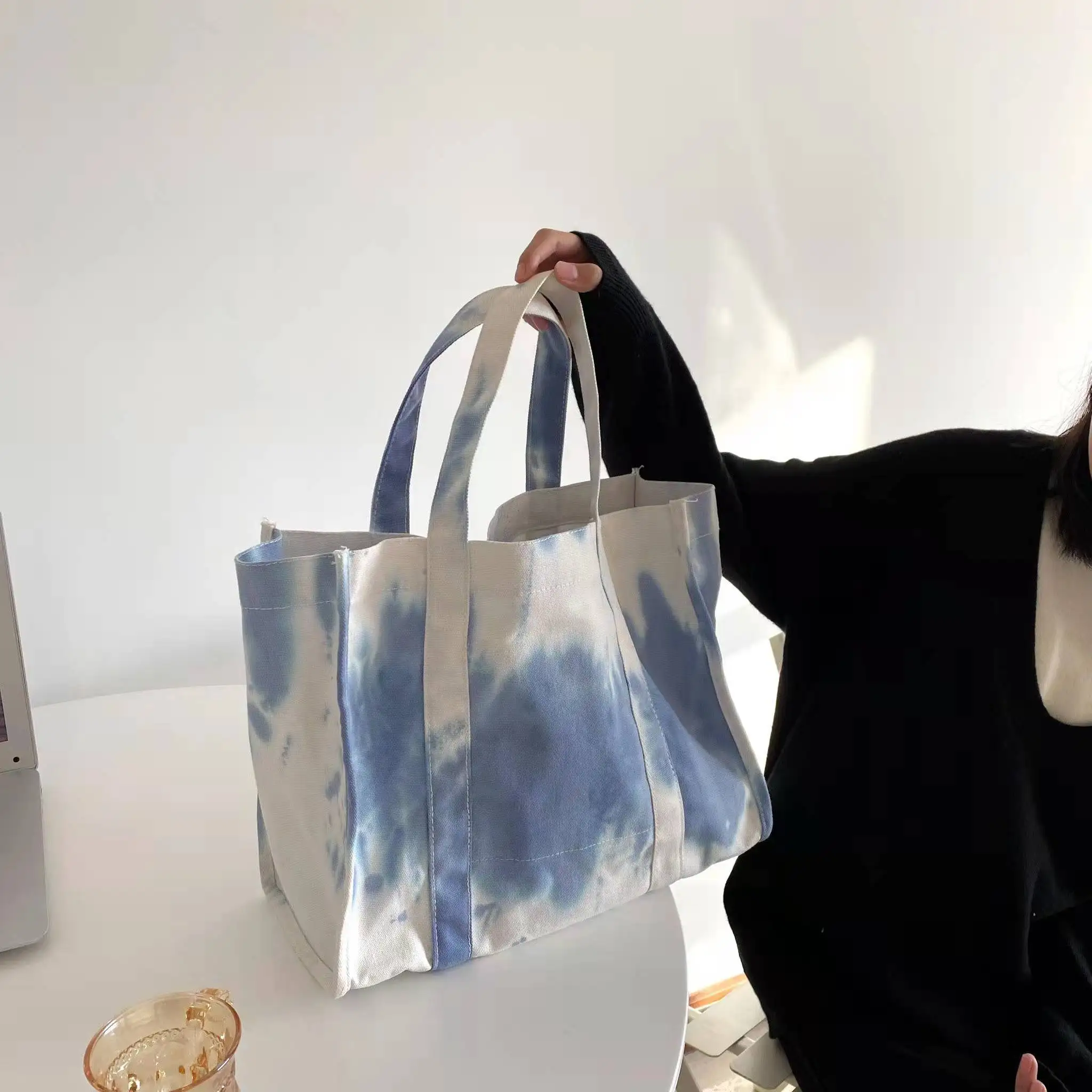 

Shoulder Bags For Women Tie-Die Big Capacity Versatile Casual 2021 Ins Autumn New Designer All-Match Canvas Tote Bags Handbags