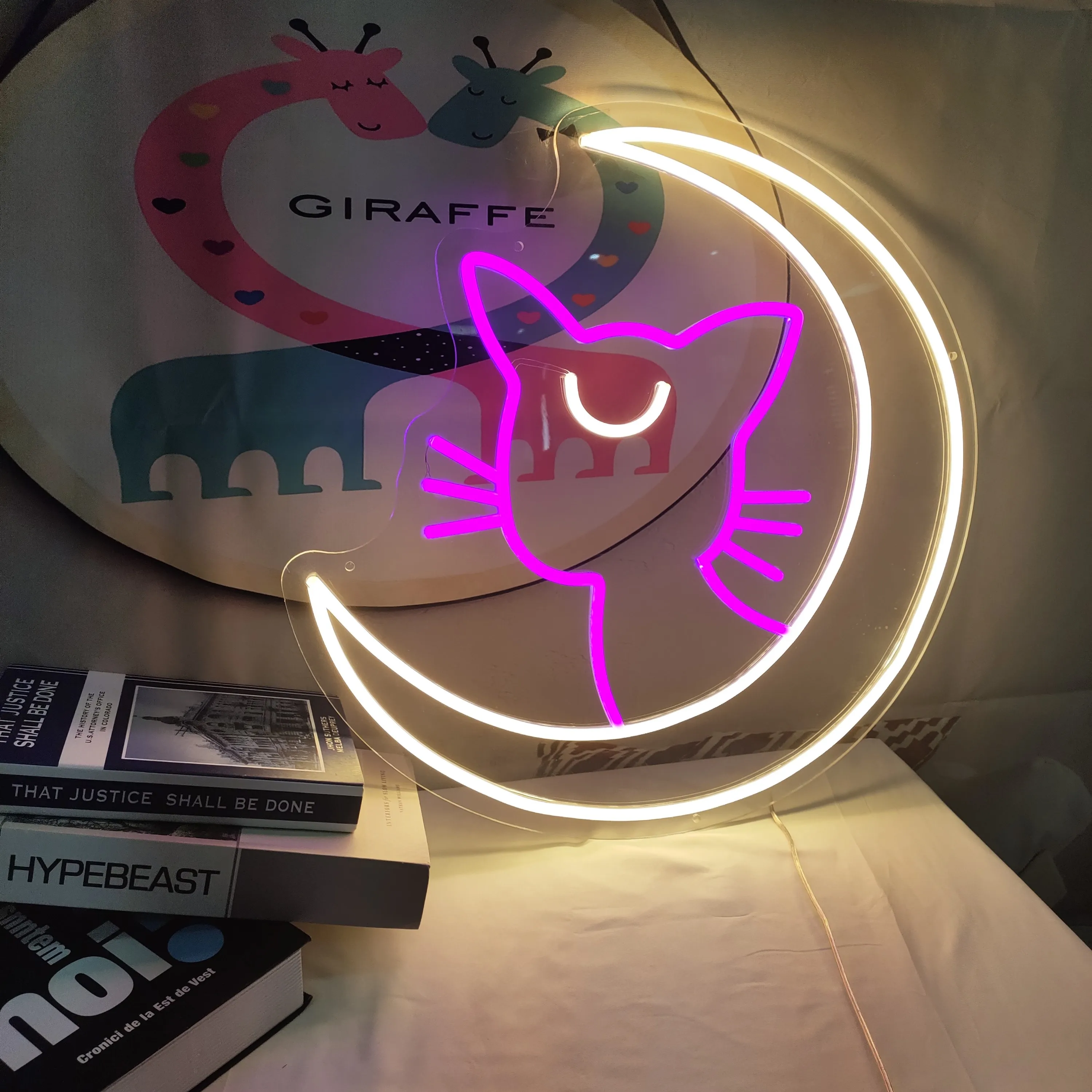 

Custom Neon Sign Cartoon moon cat sign Wall Art Gifts Decorations Bar Rave Apartment Home Decor Party Room Christmas Wall Decor