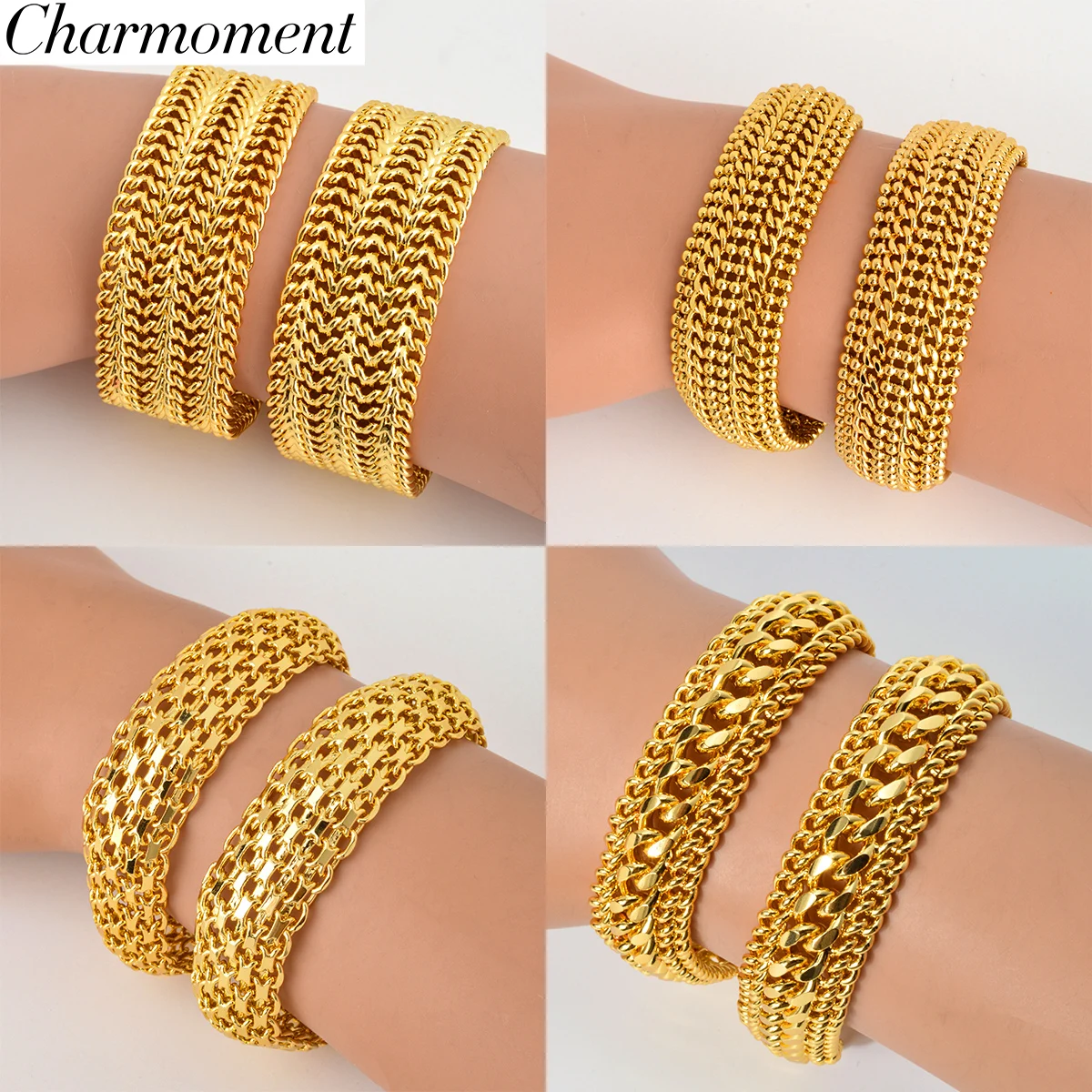 Dubai Kupfer Gliederkettenarmbänder für Unisex 18 Karat vergoldetes Armband Miami Curb Punk Klassischer Handschmuck Partygeschenk