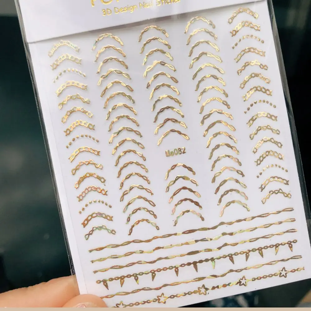 French Style Geometric Glitter Manicure Accessories Striping Tape 3D Nail Sticker Curve Nail Sliders Stripe Lines Nail Decals