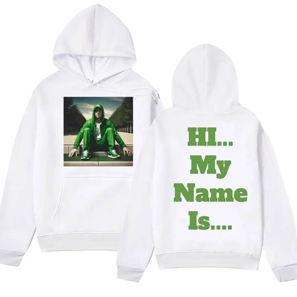 Rapper Eminem Green My Name Ls Hoodies Men Clothing Hip-hop Streetwear Sweatshirts Fashion Oversized Winter Fleece Pullover Male