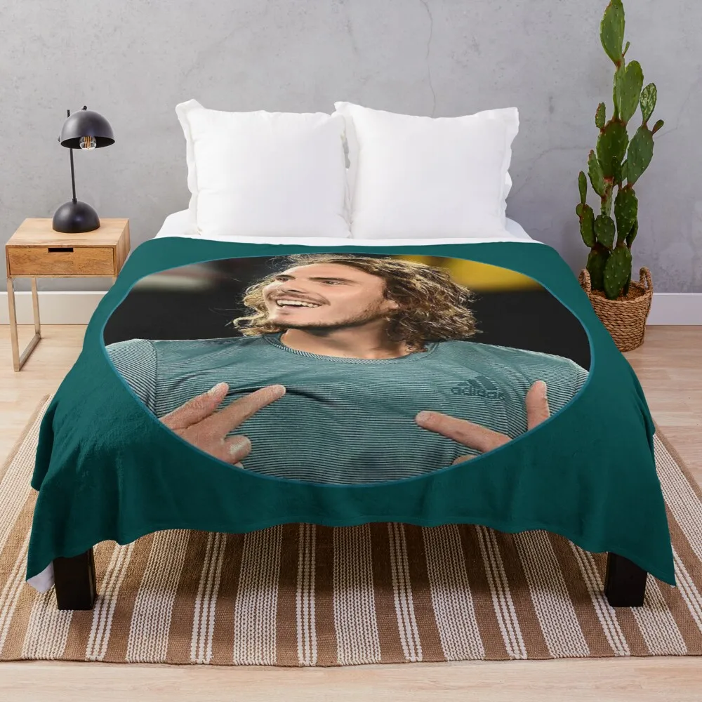 

Stefanos Tsitsipas Throw Blanket Designer Blankets Soft Bed Blankets