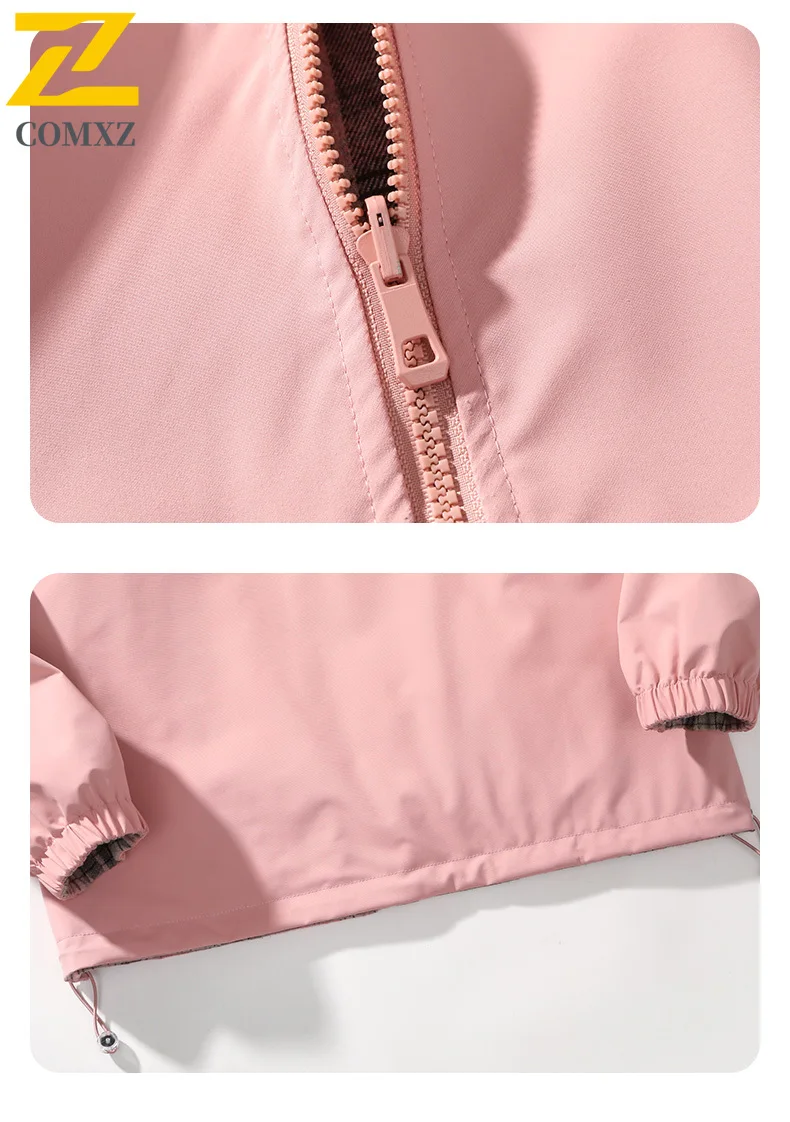 EiAO Jacket Reversible Plaid  Men Women Colorblock Stand Collar Waterproof Windproof Casual Coat for Hiking Camping Fishing 2025