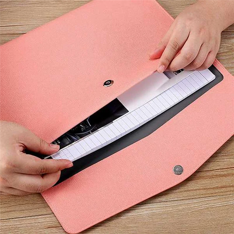 Document Holder Waterproof Portfolio Envelope Folder Case With Snap Closure Pink