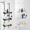 Black Hanging Bath Shelves Bathroom Shelf Organizer Nail-free Shampoo Holder Storage Shelf Rack Bathroom Basket Holder EL5018 4