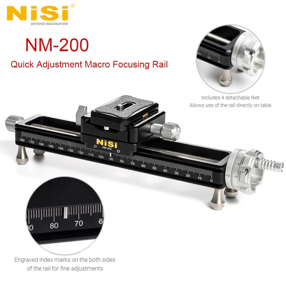 【美品】NiSi スライダー 200mm ブラック Nisi NM-200クイック調整マクロフォーカスレールフォト