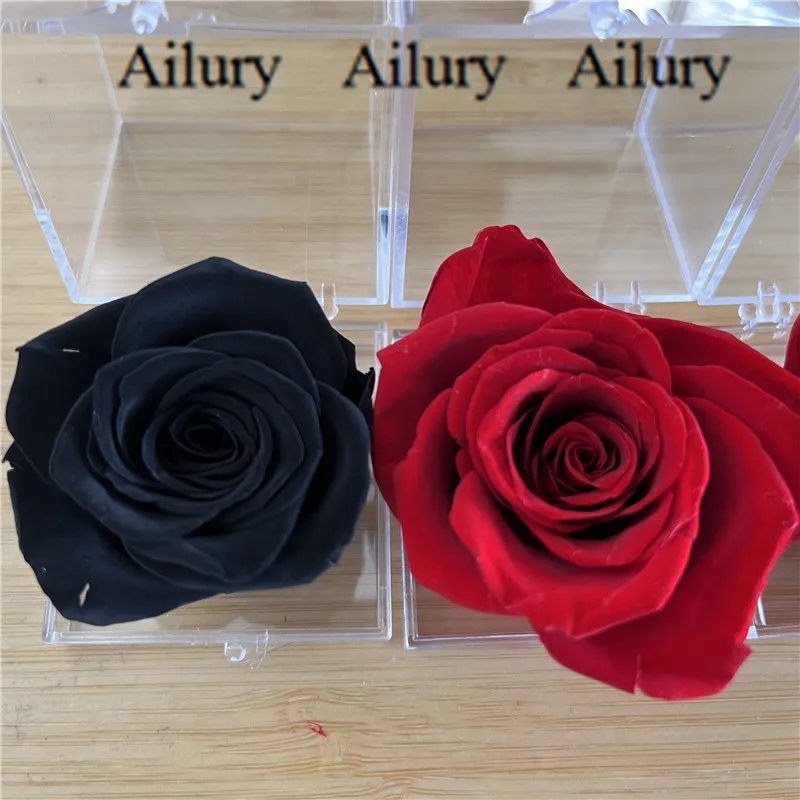 Small Colorful Red Artifical Preserved Rose Transparent Square Acrylic Flower Box 5Cm Cute Wedding Gift Valentine's Day Present ornament crafts miniature figurines resin ornaments miniature ornament craft supplies resin crafts artificial flower toys