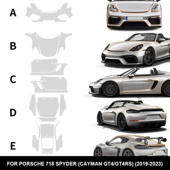 Auto Kit Trasparente Pellicola Del Corpo per Porsche 718 Spyder Gt4/gt4Rs 2019-23 Pre Cut Tpu Ppf Trasparente Adesivo Auto Pellicola di Protezione Della Vernice