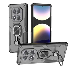 Anti - Shock Rugged Armor Heavy Duty Case with Metal Kickstand for Redmi Note 14 Pro 4G (Global) (Black)