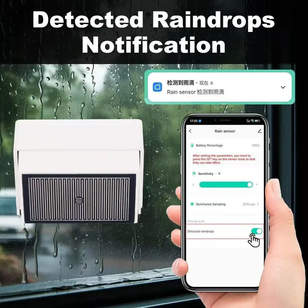 2in1 Tuya Zigbee Rain Sensor & Brightness Detector IPX4 Waterproof Compatible wi