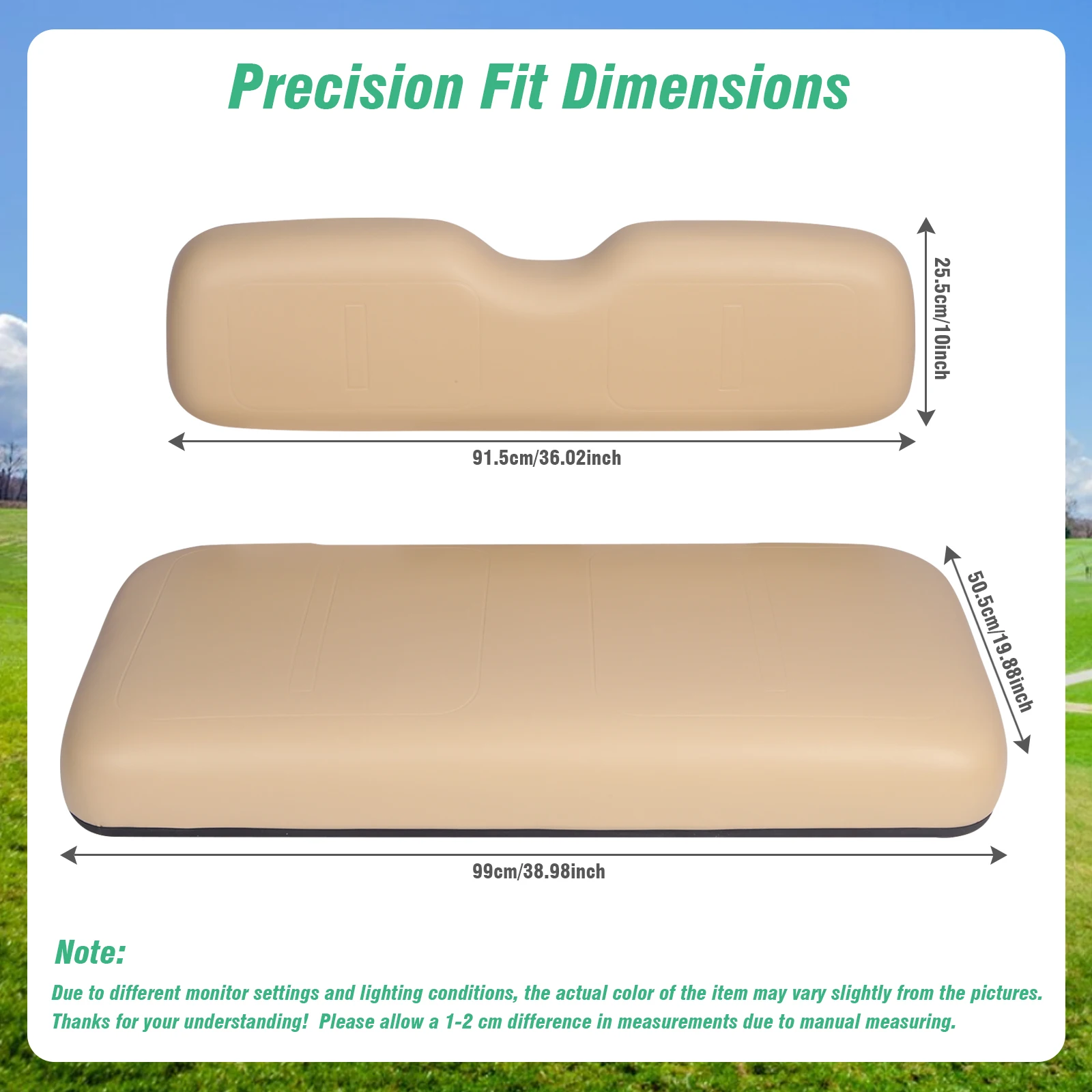 Golf Cart Rear Flip Seat Cushions PU Leather