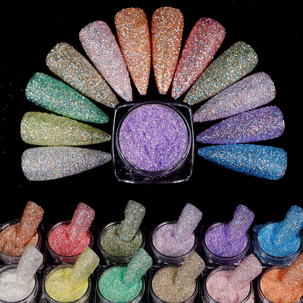 Nail Powder Set 12 Bottles Shiny Nail Sugar Pigment Powder Glitter For Nail Arts Face Hair Body Decoration
