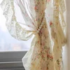 Idyllic French Rural Flowers Window Tulle Curtains for Living Room Korean Floral Ruffled Waves Side Curtains for Kitchen #A536 4