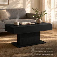 Table basse en chêne noir 96x50x45 cm en bois composite - Table de salon rectangulaire, style scandinave moderne, robuste et polyvalente pour boissons, livres et décoration 2