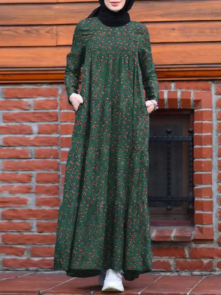 

ZANZEA женские макси платья 2023 Весна Цветочный Принт Vestidos Повседневный Сарафан с длинным рукавом дамский свободный халат Femme