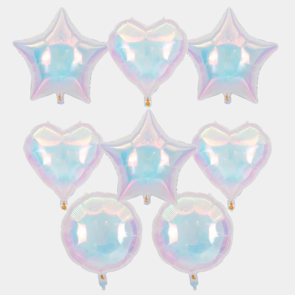 3/6 Stücke 19 Zoll Laser Transparente Folie Stern Herz Runde Luftballons Schillernde Globos für Geburtstagsfeier Hochzeit Weihnachtsdekoration – Detail 7