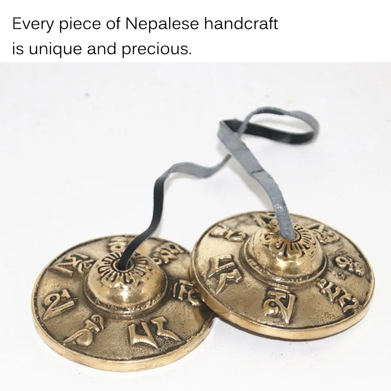 6.5cm Tibetan Bell Meditation Handcrafted Cymbal Bell Copper Crisp Sound Symbols Buddhist Temple with Bag tibetan cymbals