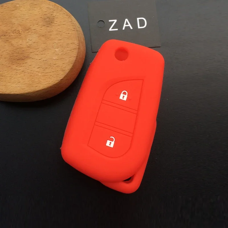 Silicone Rubber Car Key Cover Case Shell Set Protector Fob for Toyota Aygo Yaris Highlander Camry RAV4 2 Button Key Holder