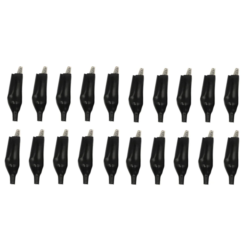 20pcs/lot 35MM Metal Alligator Clip G99 Crocodile Electrical Clamp for Testing Probe Meter Black and Red with Plastic Boot