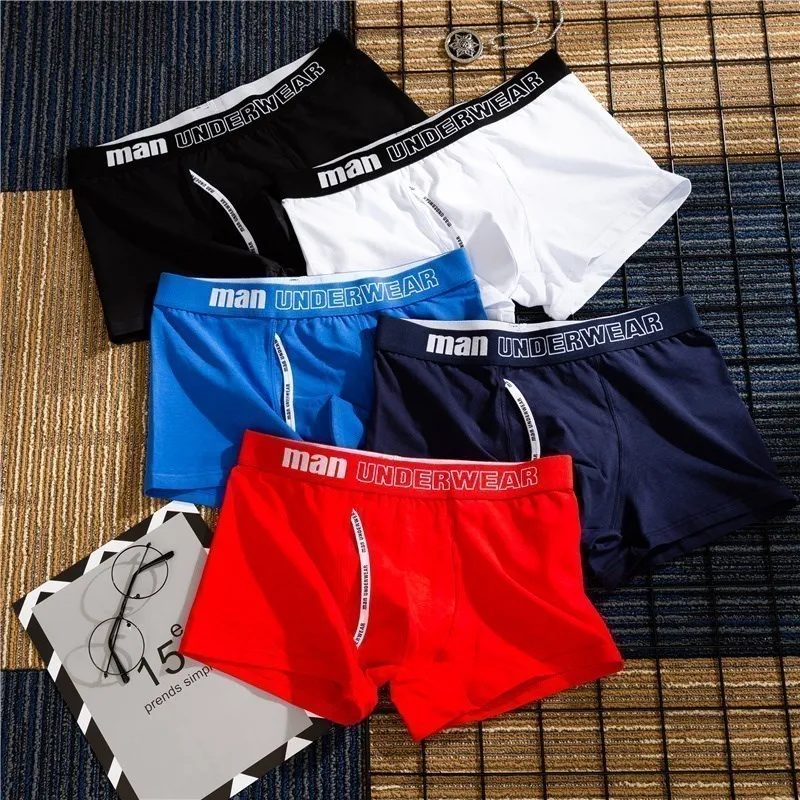 

Men's Pure Cotton Underwear Breathable Comfortable Boxer Briefs Fashion Solid Sports Shorts Mid Waist Flat Corner Underpants