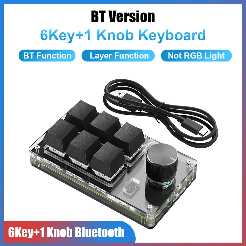 

Programming Macro Custom Knob Keyboard RGB 6 Key Copy Paste Mini Button Photoshop Gaming Keypad Mechanical Hotswap Macropad