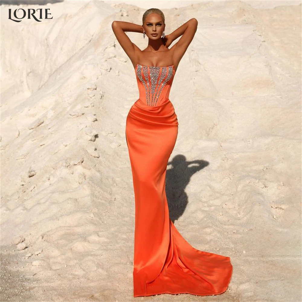 

LORIE Glitter Square Collar Evening Dresses Mermaid Off Shoulder Bodycon Pleats Prom Dress Bodycon Backless Shiny Party Gowns