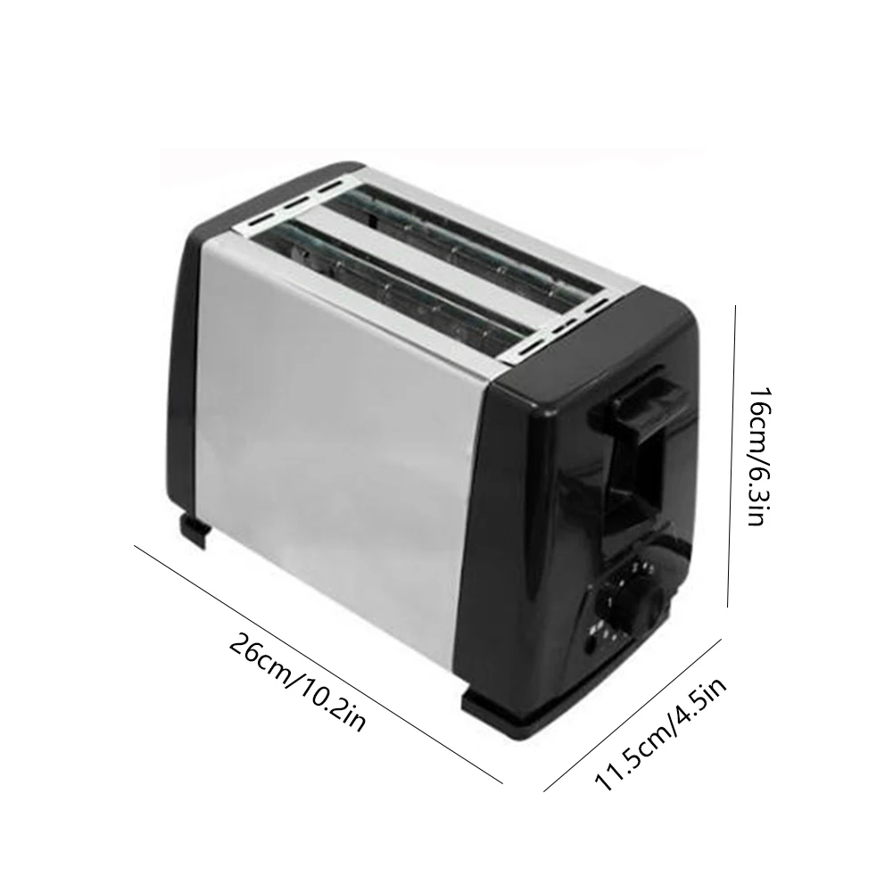 Electric Toaster Fryer 2 Slices Double Side Baking Toaster Automatic Mini Breakfast Toaster Stainless Steel 6 Toast Settings Kitchen Cooking Appliances