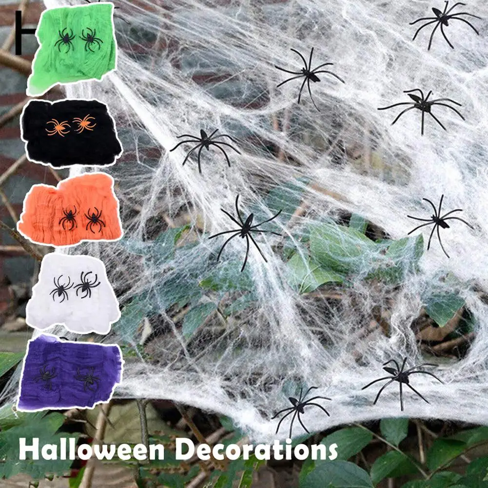 

Halloween Decorations Artificial Spider Web Super Stretch Spiders With Scary Party Horror House Decor Fake Scene Props Cobw B7U7