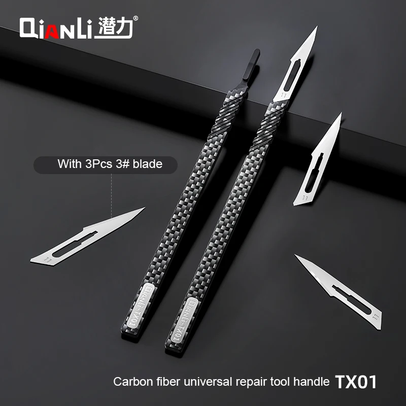 

Qianli TX01 Carbon Fiber Scalpel Knife Kit Mobile Motherboard Glue Cutting CPU IC Chip Removal Mobile Phone Repair Hand Tools