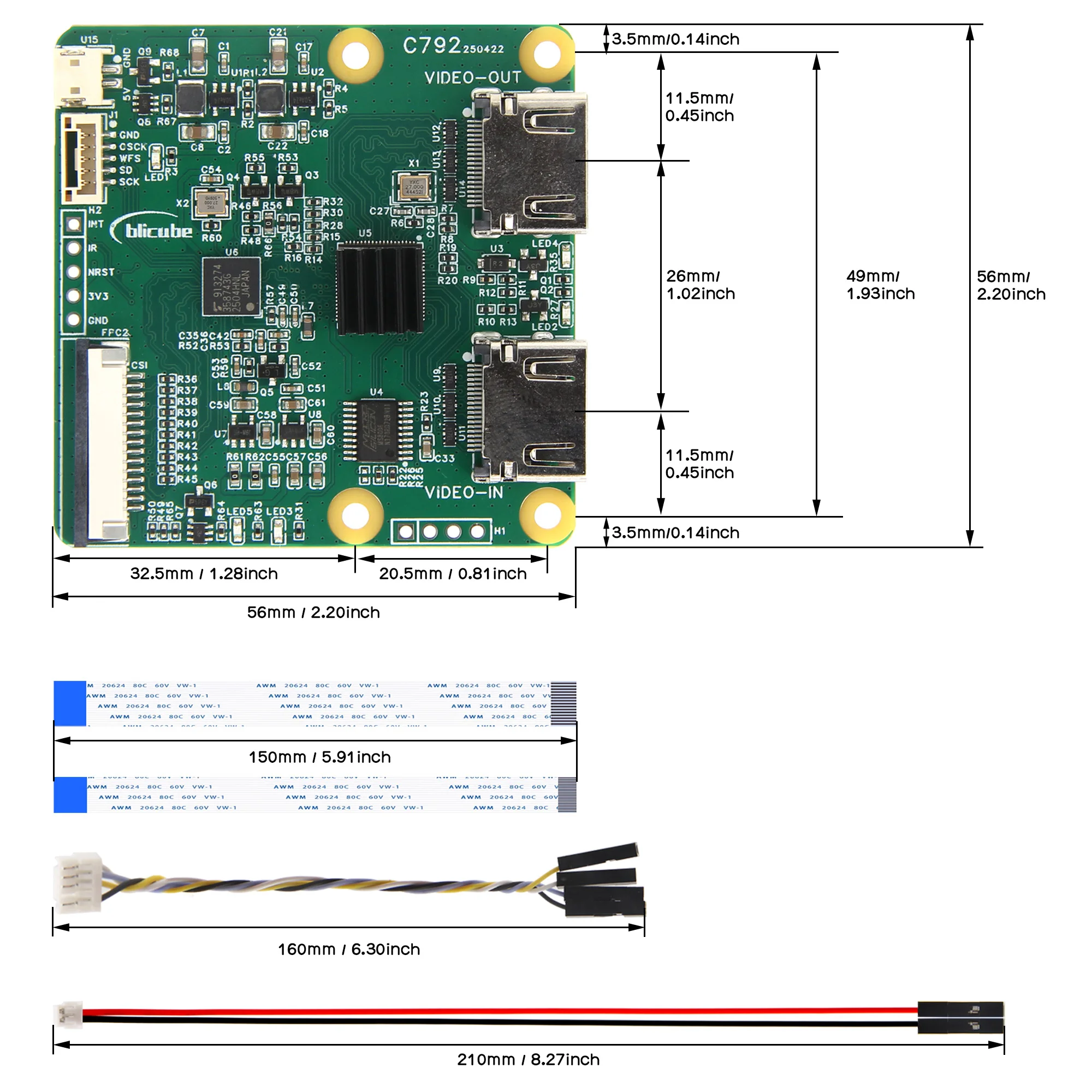 HDMI ���� �ƿ��� �ִ� Geekworm C792 HDMI-CSI-2 ��ȯ�� ����� Raspberry Pi 5B/4B//3B/Zero/CM5/CM�� I2S ����� ����� �����մϴ�.