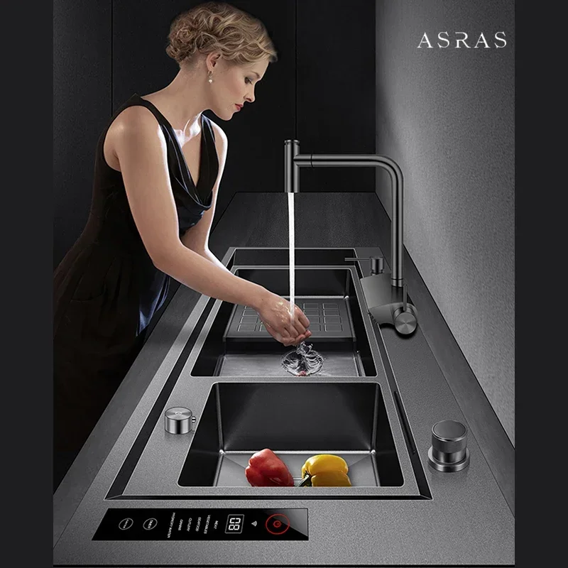 Large Size Smart Purifying Kitchen Sink Handmade Step Sink Ultrasonic Smart Purifying Kitchen Island Sinks ASRAS 11550 NJH