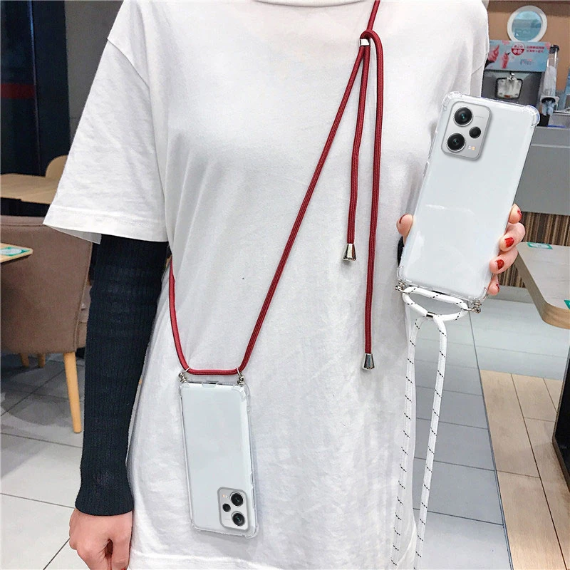 Clear Shockproof Crossbody Lanyard Case - Transparent Soft TPU Silicone Cover