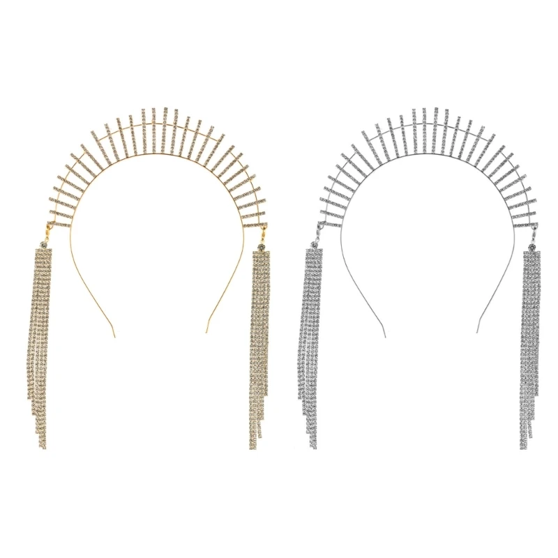 

Y166 модель шоу повязка на голову со стразами длинная бахрома косплэй греческая фея повязка на голову в стиле барокко для для