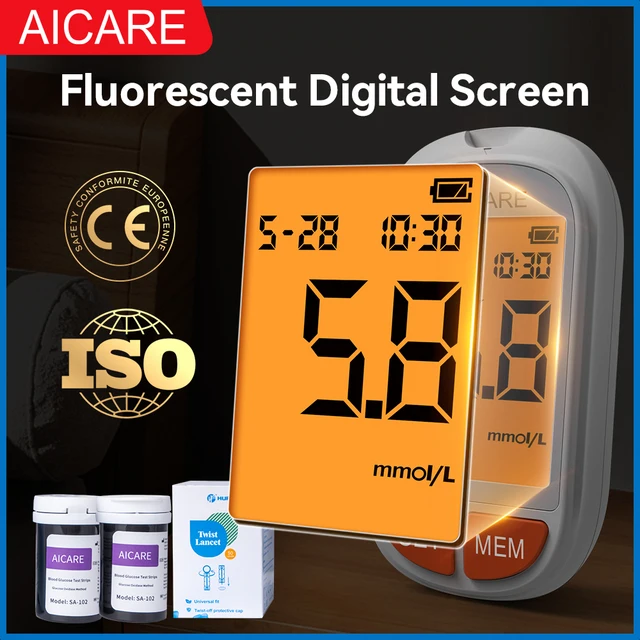 AICARE Blood Glucose Meter Glucometer Diabetes 50/100 Test Strips Lancets Blood Sugar Meter Monitor Medical Devices Tester