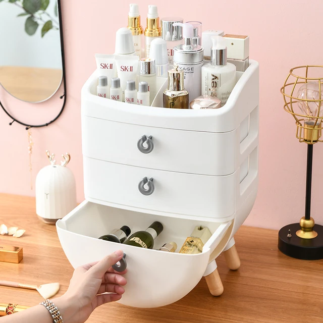 Large Makeup Organizer with Lid Cosmetics Storage Box with Handle for  Vanity - AliExpress