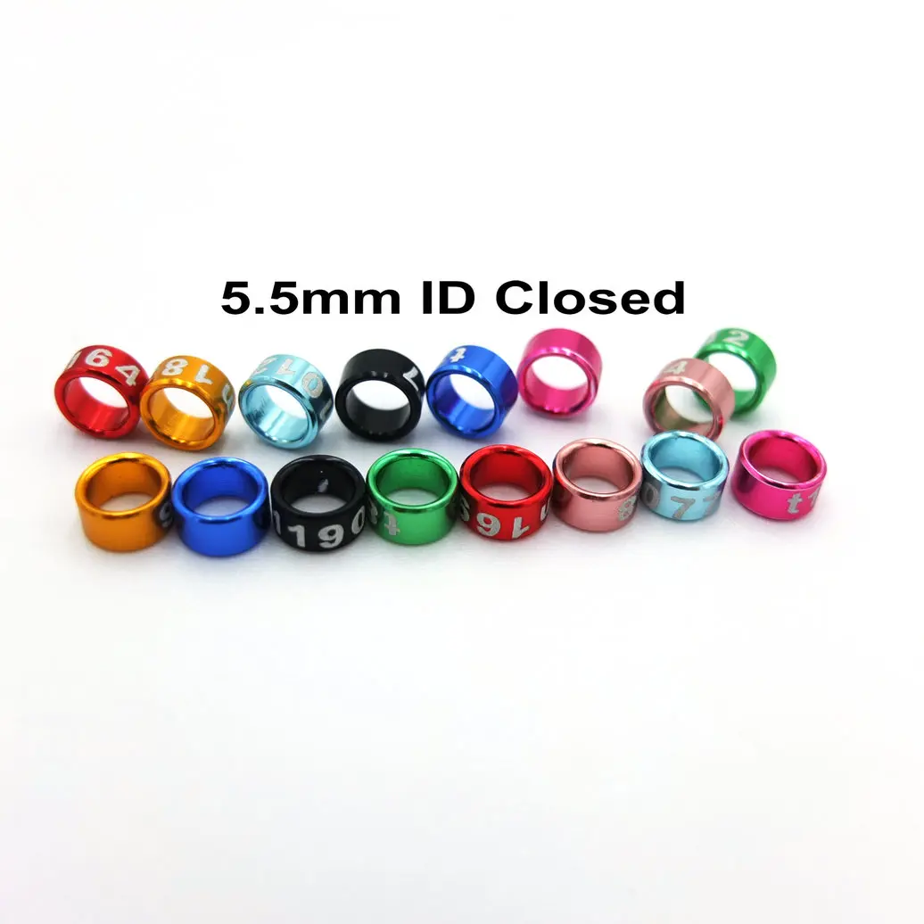 Aluminum Bird Leg Bands Closed Parrot Rings Non-Custom Random-Character Color-Mixture 5.5mm 25Pcs Lot