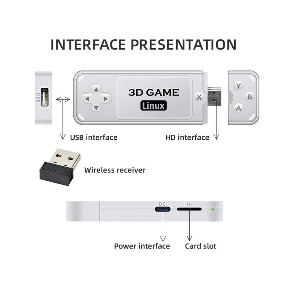 Ampown Y6 Retro Game Console 4K 60fps HDMI Output Low Latency GD10 TV Game Stick Dual Handle Portable Home Console for GBA