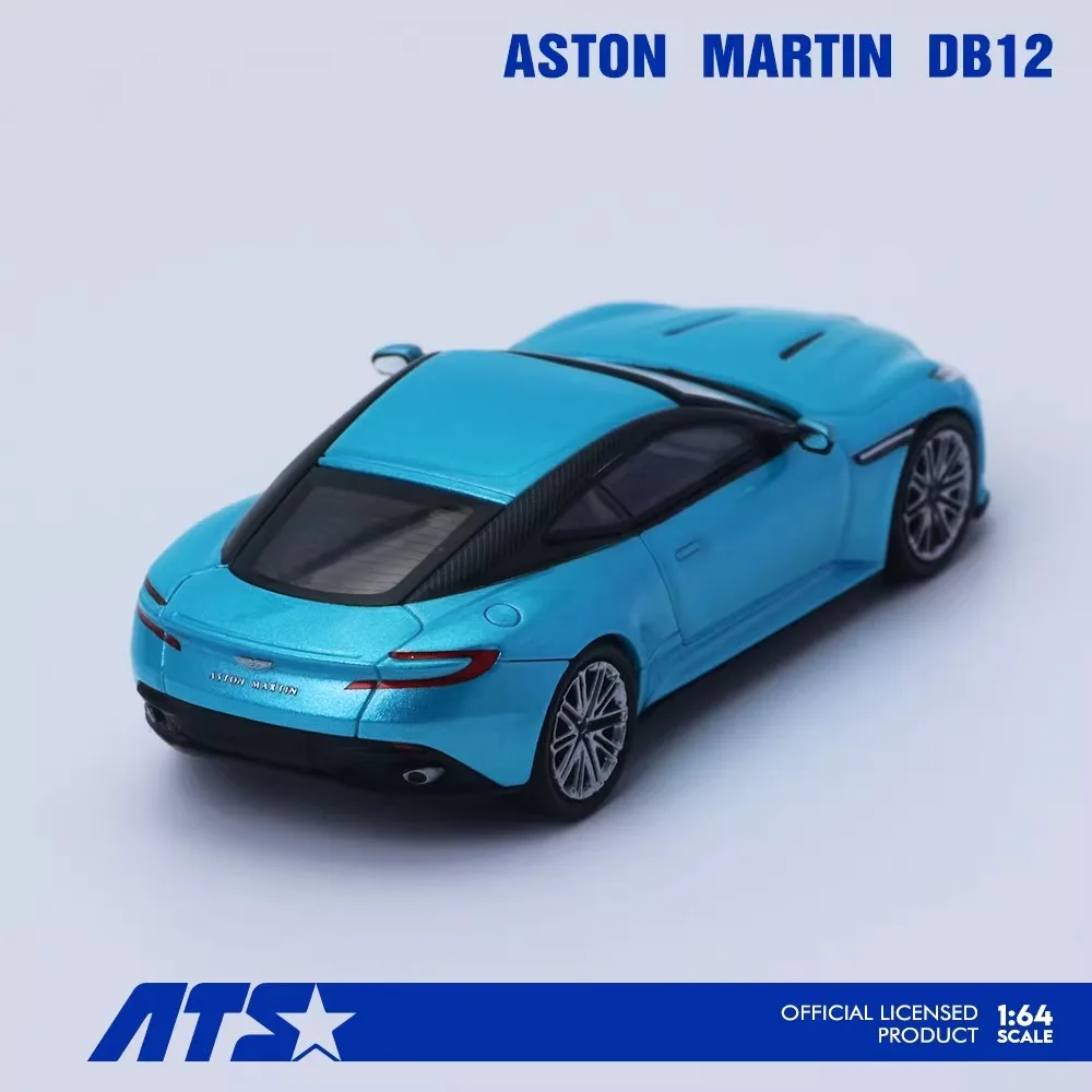 새로운 재고 있음 Ats 1:64 Aston Martin Db12 블루 합금 미니어처 다이캐스트 모델 Aston Martin 스포츠카 모델 장난감 장식품 어린이 선물