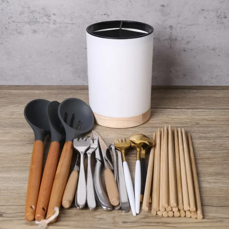 Utensil Holder Cutlery Drainer Kitchen Tableware Storage Bucket Plastic Spoon Chopstick Storage Rack Detachable Kitchen Tools 4