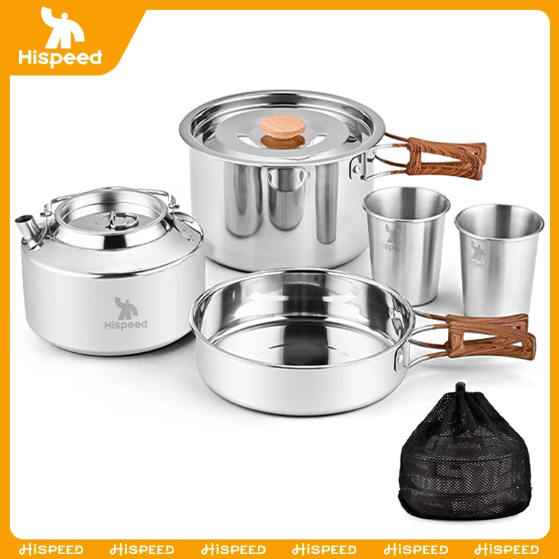 Outdoor Portable Camping Cooker Set 3-4 People Stainless Steel Cooking Outdoor Camping Gear And Accessories Hiking Bbq Picnic
