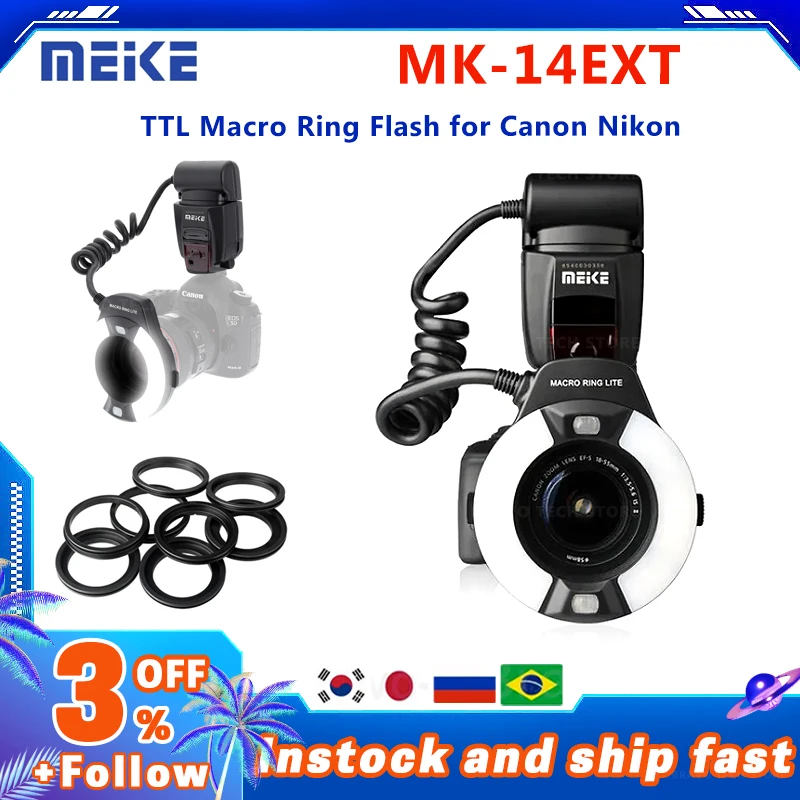 MeikeMK14EXTTTLMacroRingFlashLightSpeedlitewithLEDAFAssist