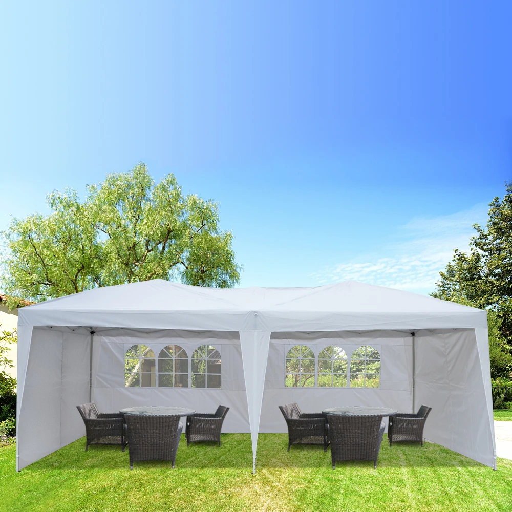 

3 x 6m Two Windows Practical Waterproof Folding Tent White Waterproof Canopy Patio Wedding Gazebo